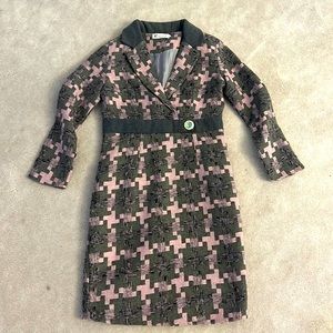 Purple and gray tweed coat dress